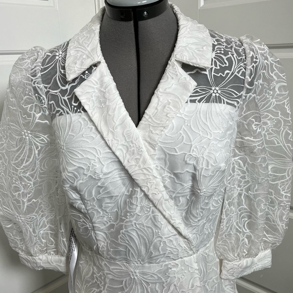 Kay Unger Khloe Illusion Midi Dress in white Size 6 - Picture 4 of 7